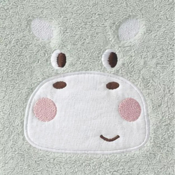 Peignoir enfant enfant pur coton 420 g/m² brodé vert Petit hippo vert d'eau