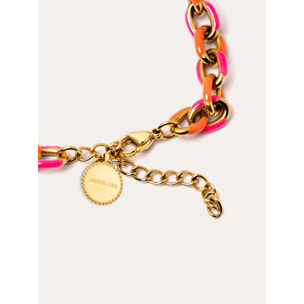 Pulsera Link Tropical Acero Baño Oro