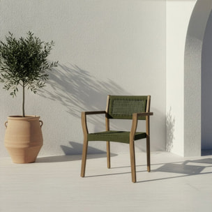Ensemble de table et chaises de jardin Jade-tina -bois massif d'acacia-couleur naturel 160 x 75 x 90 cm