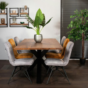 Table à manger en bois de chêne bordures naturelles 200 cm OKA