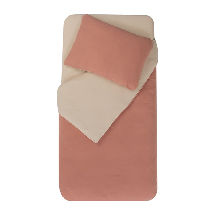 Parure de couette bicolore pour enfant - Terracotta