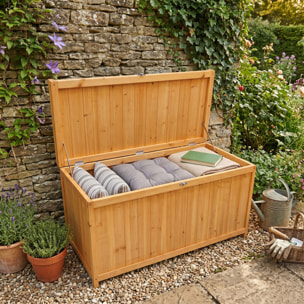 Cubo - Baule Contenitore da Esterno 113x60x53 cm in Legno di Abete con Chiusura a Lucchetto