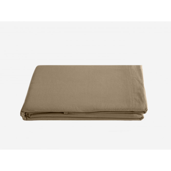 Drap plat Palace pur coton teint lavé, 63 fils/cm² Vent du sud  -  Palace Camel