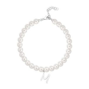 Bracciale Fujiko con Pendente Lettera M Perle Argento