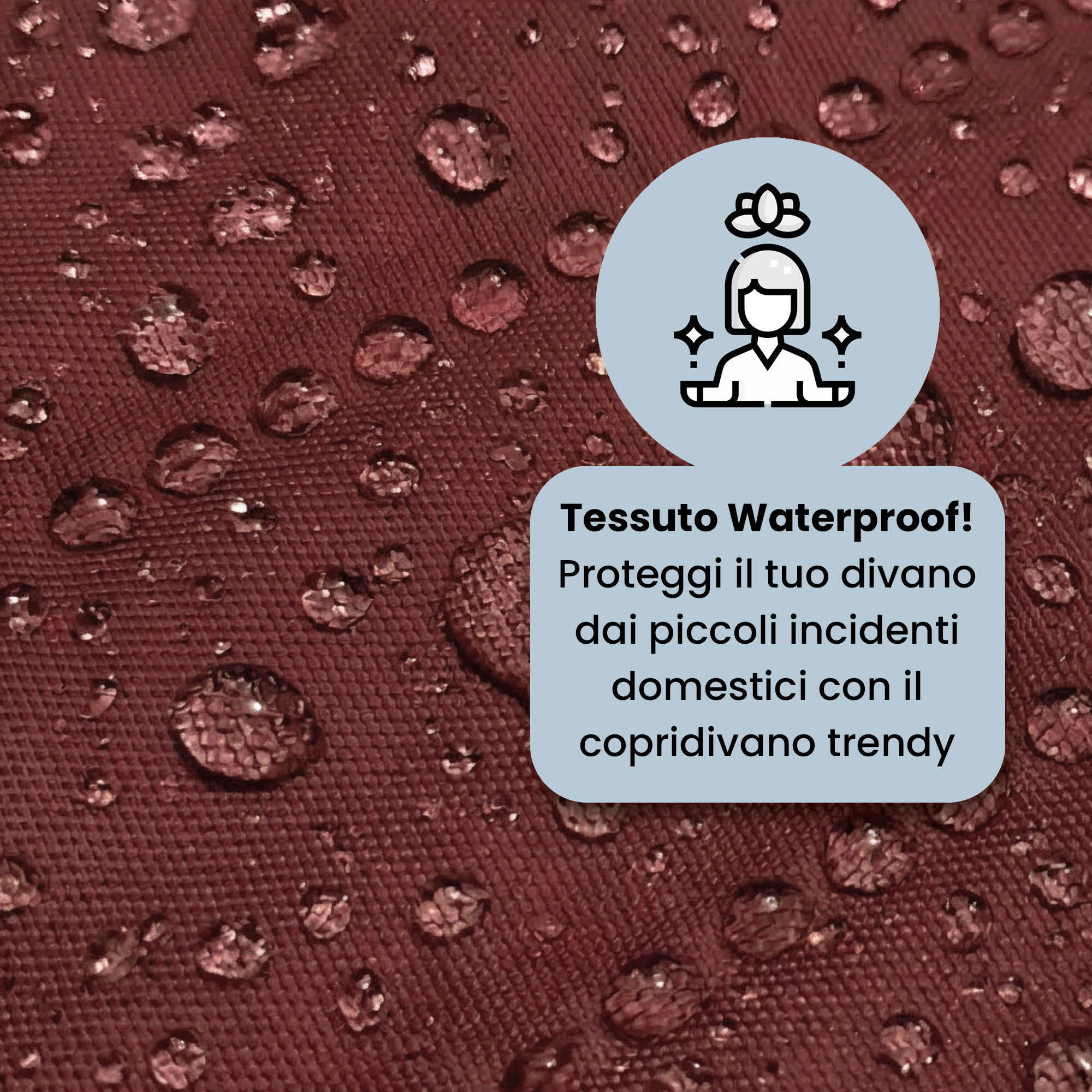 COPRIDIVANO TRENDY, Waterproof, Microfibra, No Stiro, Doubleface - BORDEAUX/PANNA