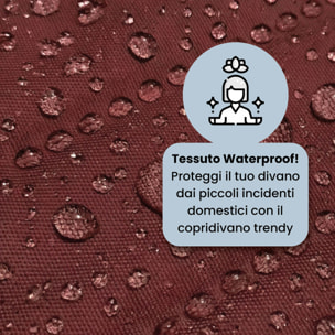COPRIDIVANO TRENDY, Waterproof, Microfibra, No Stiro, Doubleface - BORDEAUX/PANNA