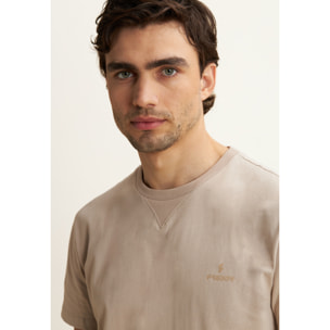 T-shirt Regular con Scollo girocollo e logo in tono colore