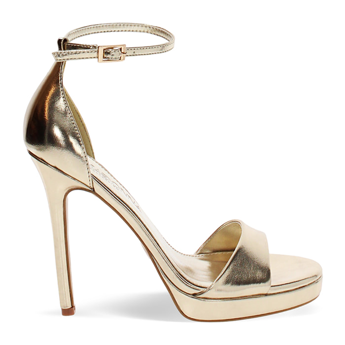 Sandalias de tacón de 11,4 cm en oro