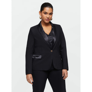 Fiorella Rubino - Blazer con dettagli in raso - Nero