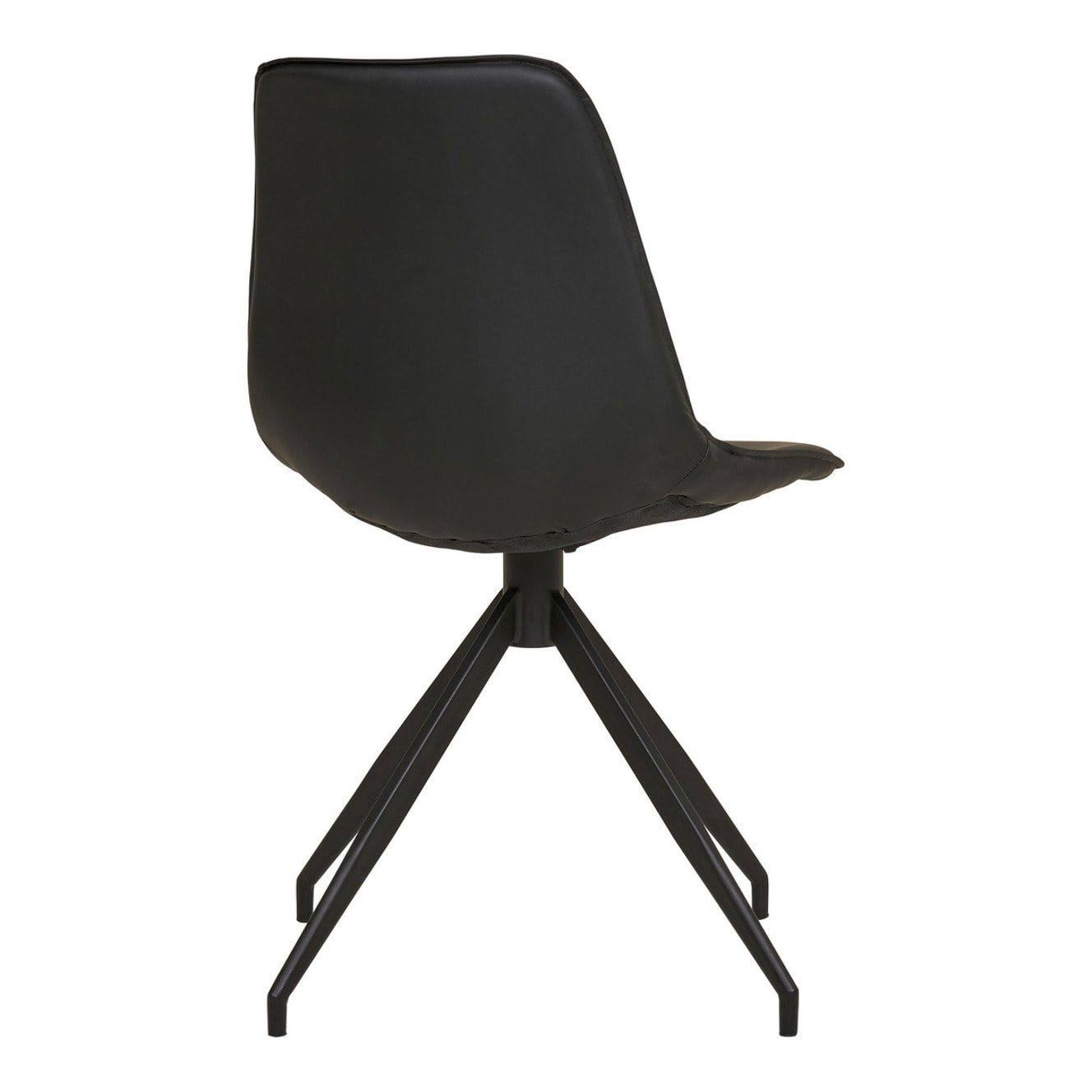 Set 2 sedie da pranzo girevoli Monaco in ecopelle nera con gambe nere