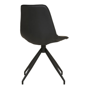 Set 2 sedie da pranzo girevoli Monaco in ecopelle nera con gambe nere