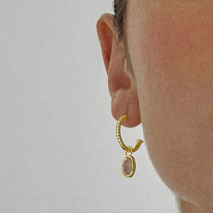 Pendientes de Cristal Morado acabados en oro amarillo de 18K