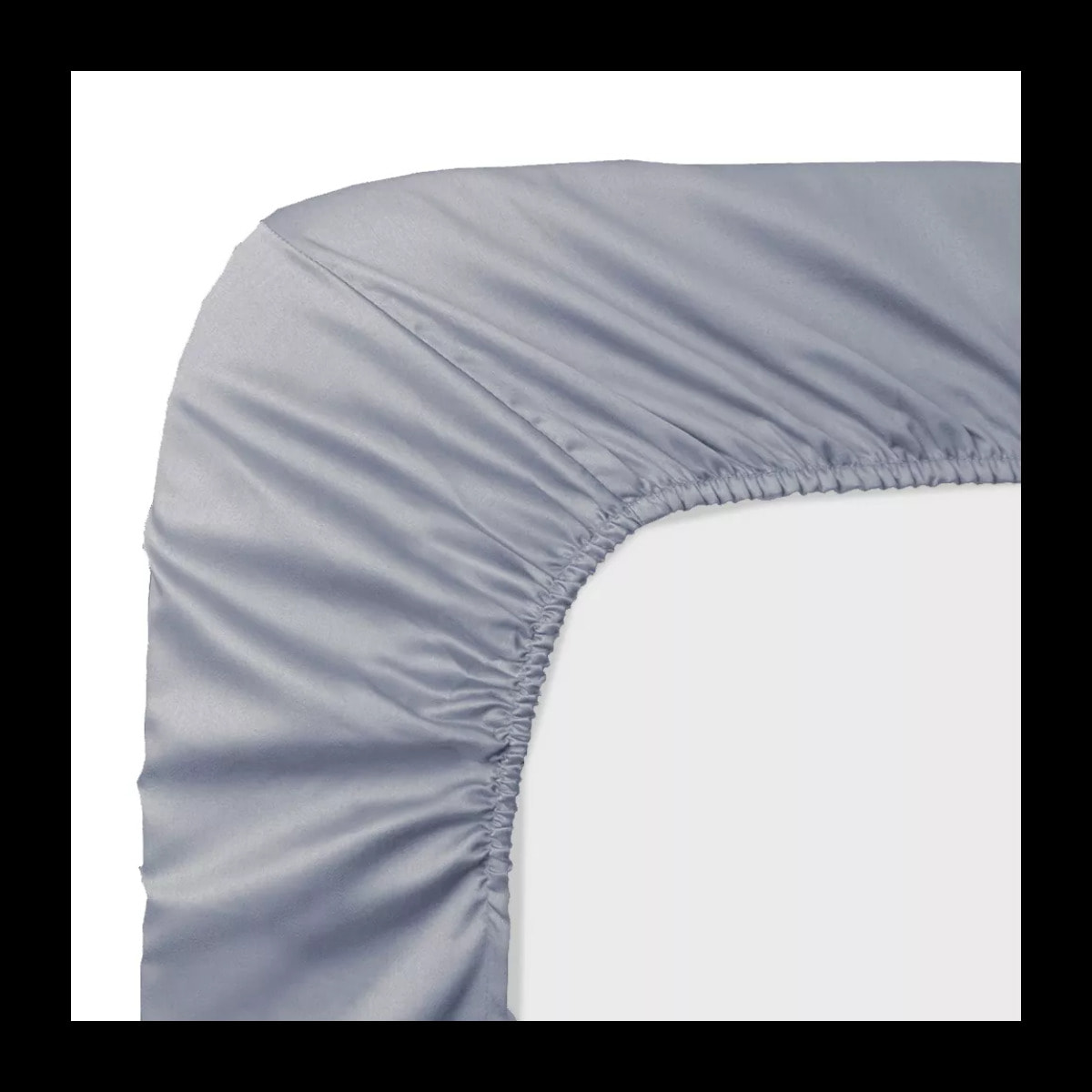 Drap housse b30 satin de coton uni gris Ava uni souris