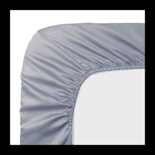 Drap housse b30 satin de coton uni gris Ava uni souris