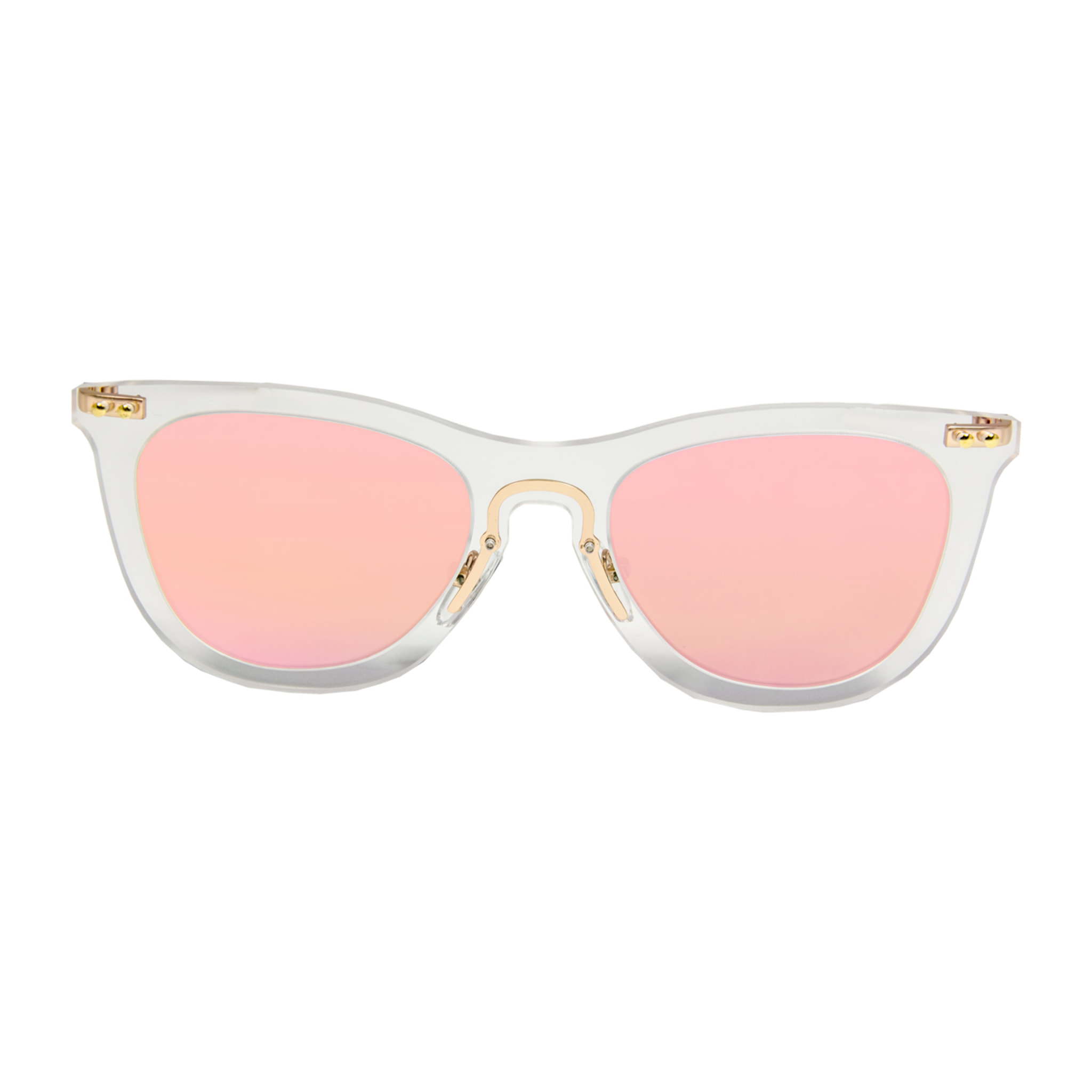 Gafas de sol OCEAN FLORENCIA - De espejo dorado con montura rosa transparente y patillas metálicas doradas