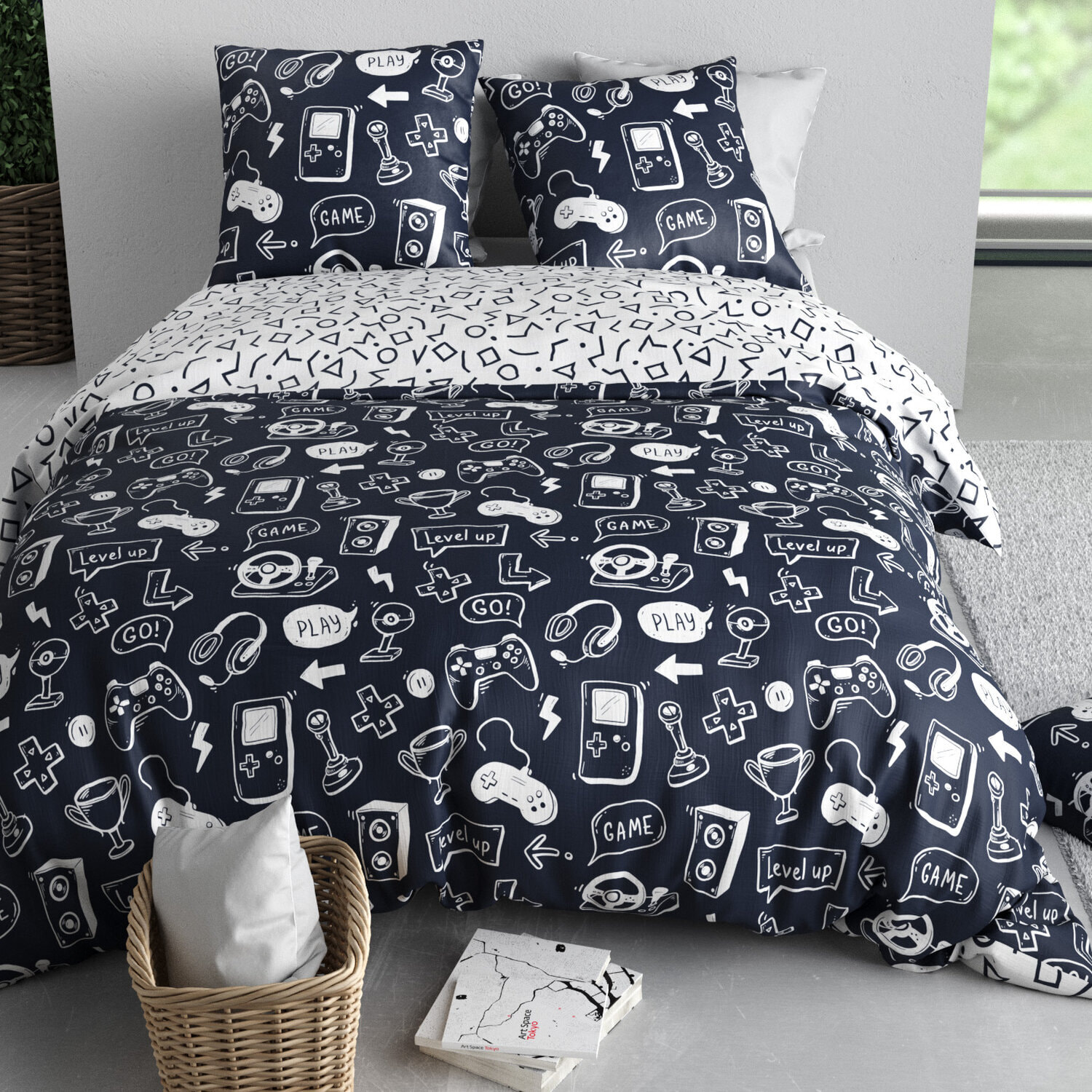 Parure housse de couette 3pcs 100% coton 57 fils geek