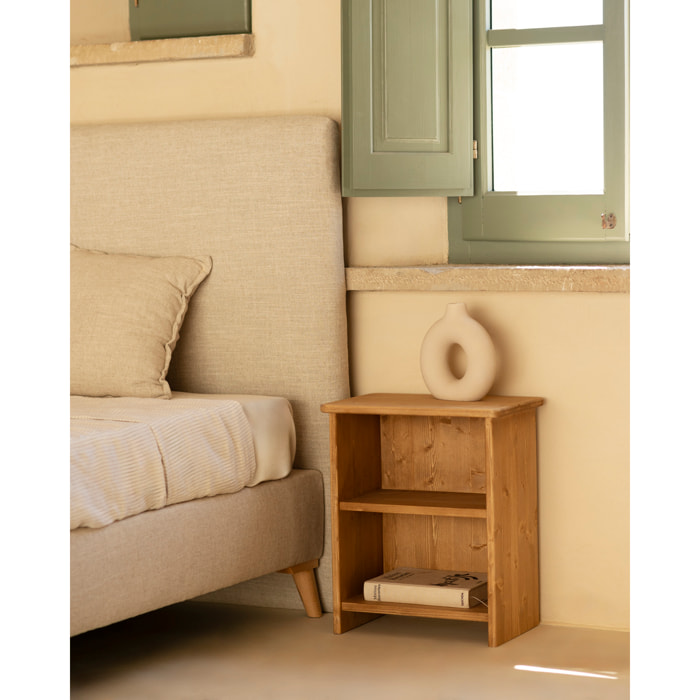 Table de chevet en bois massif en ton chêne moyen de 50x42cm Hauteur: 50 Longueur: 42 Largeur: 27
