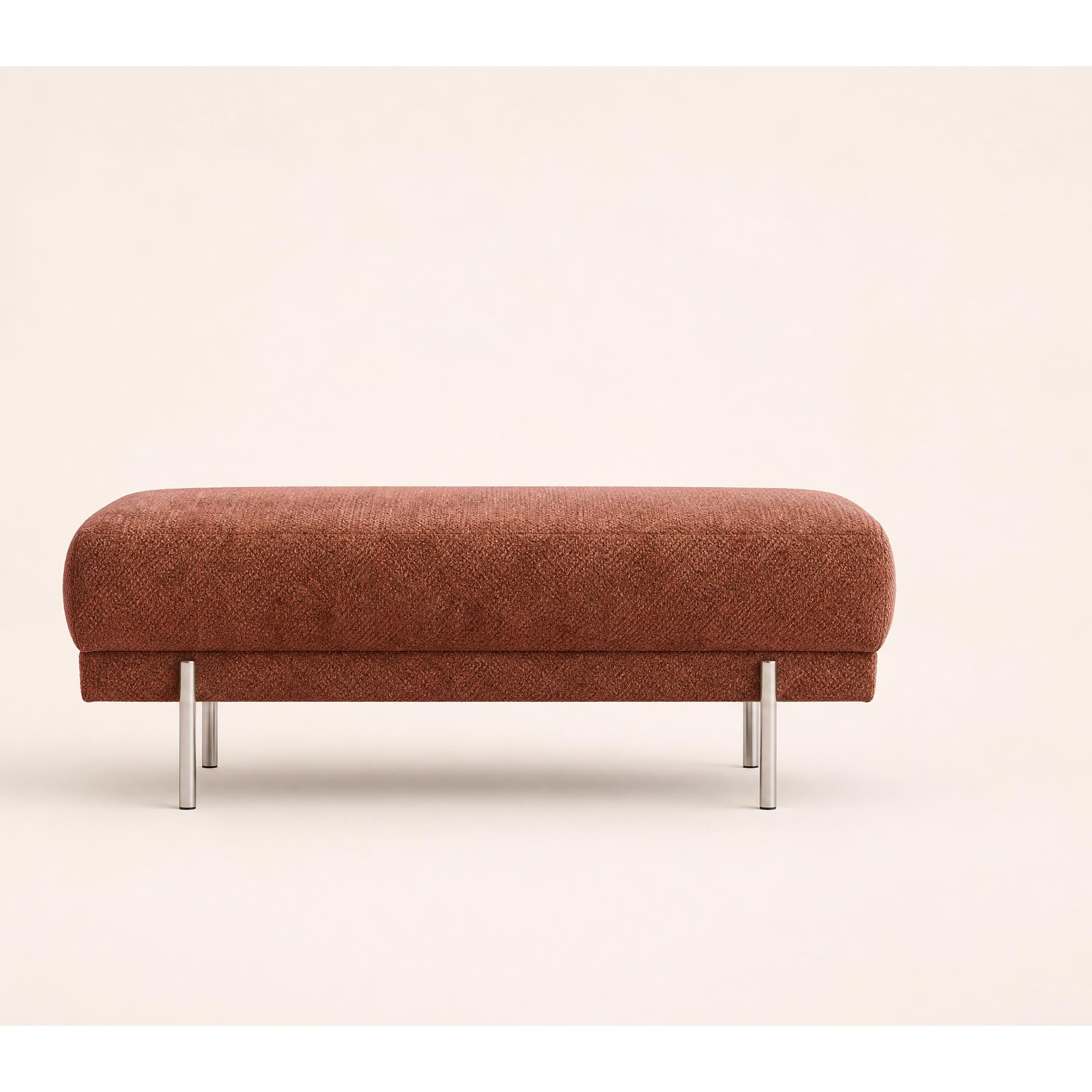 Gabin - pouf en velours texturé - Terracotta