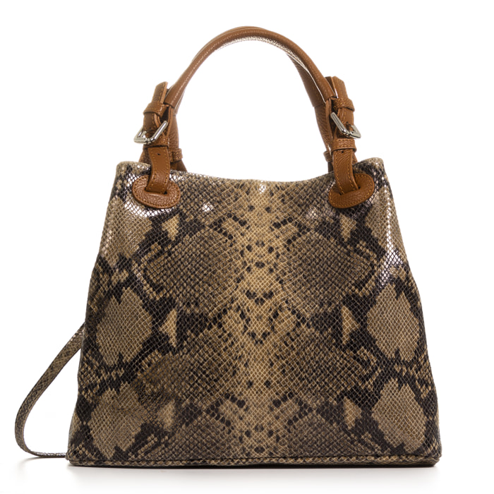 Emanuela Borsa tote Donna.Pelle autentica Camoscio Python Dollaro