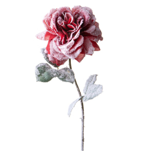 Rosa Georgia innevata - Pezzi 12 - Colore Rosso - 14x68Hx11cm - Bianchi Dino