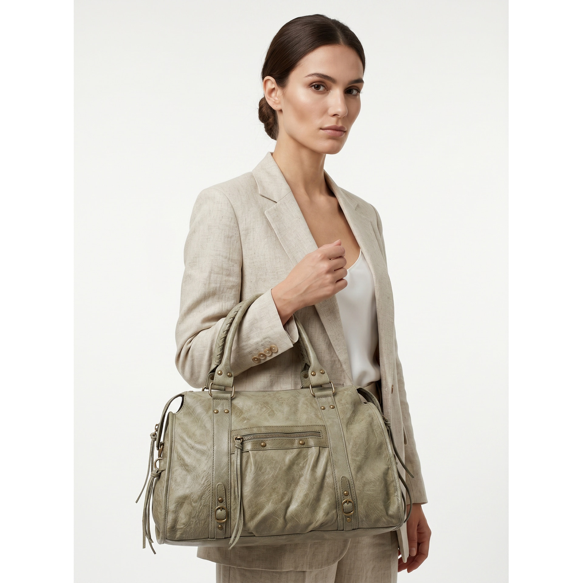 Borsa a spalla da donna - Modello Clara - Vera pelle - 41.0 x 28.0 x 13.0 cm