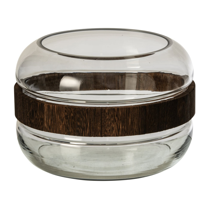 J-Line vase cercle - verre - marron foncé/transparent