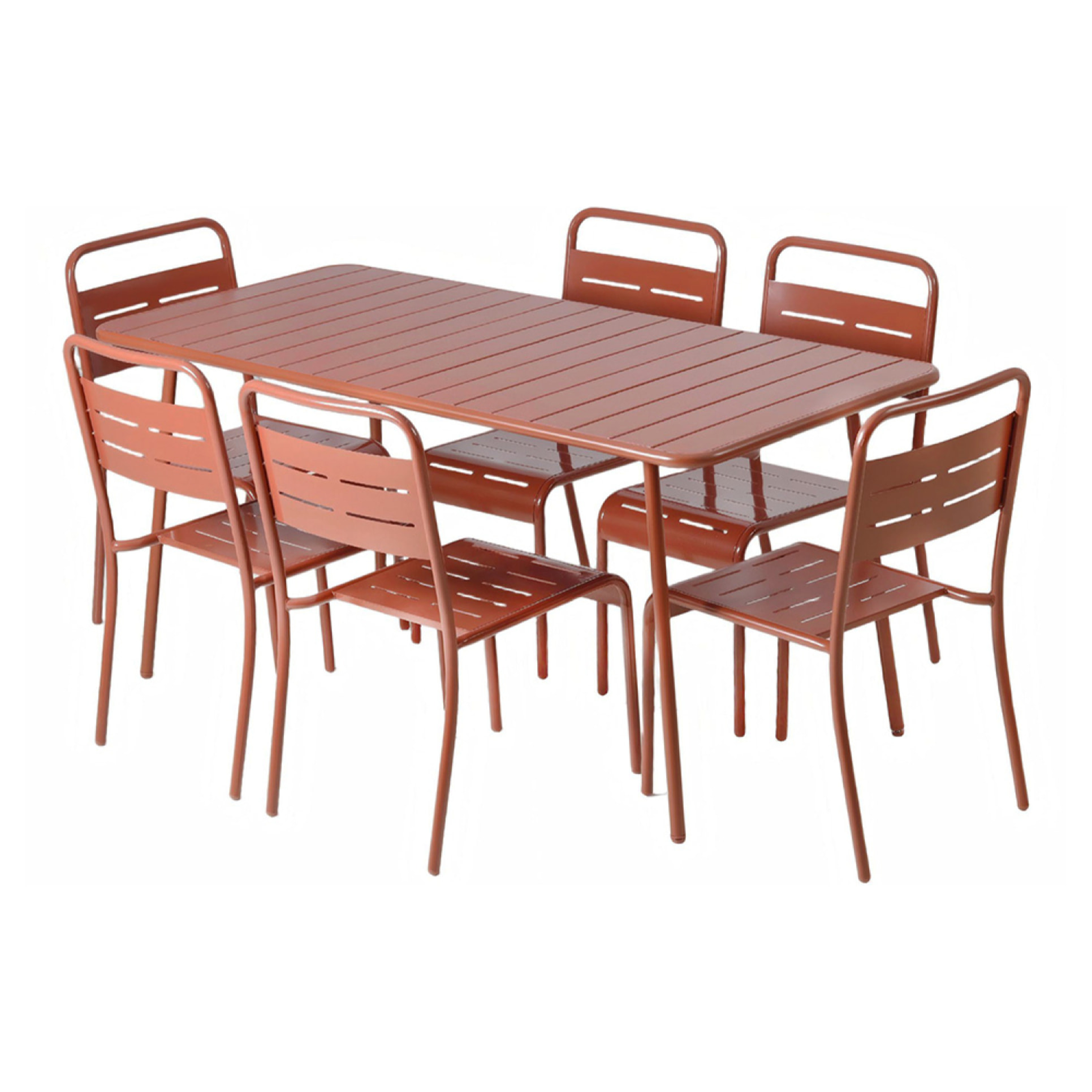 Ensemble table de jardin 160 cm et 6 chaises terracotta EVORA