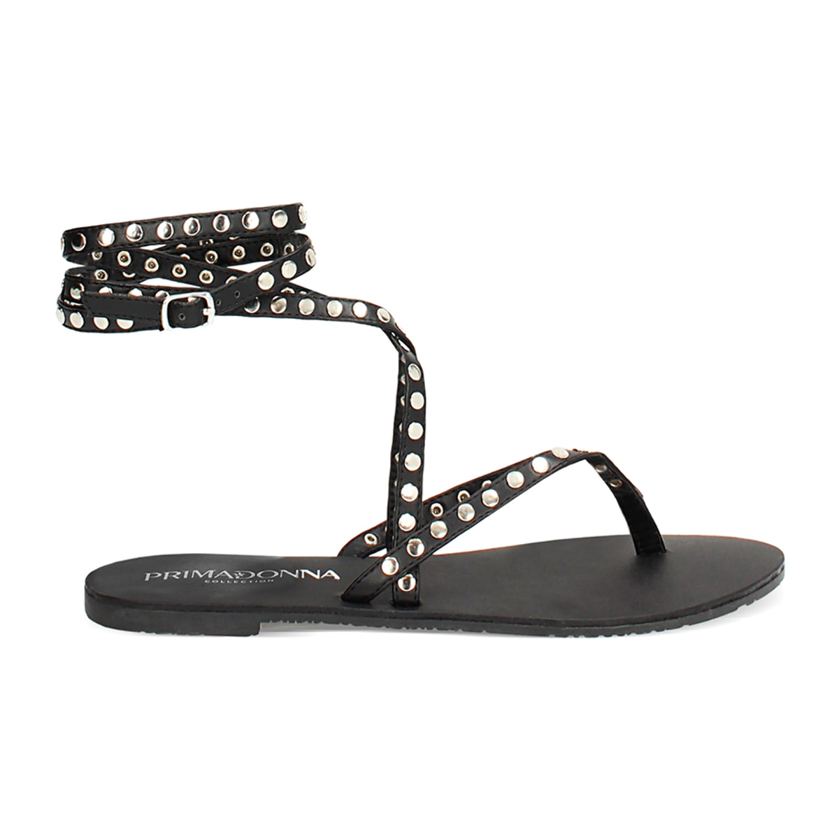 Sandali bassi donna neri con borchie