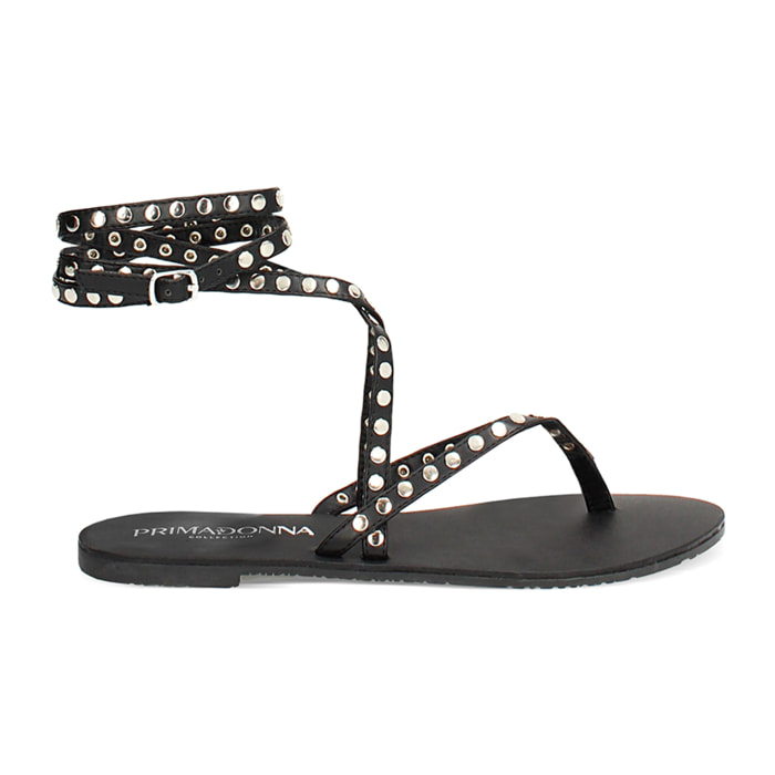 Sandali bassi donna neri con borchie