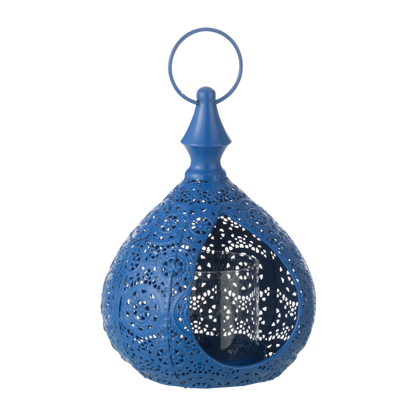 J-Line bougeoir Drop - métal/verre - bleu - small
