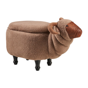 POUF IMBOTTITO PELLICCIA SINTETICA - CAPRA CON CONTENITORE - misura: 66X36X53 cm