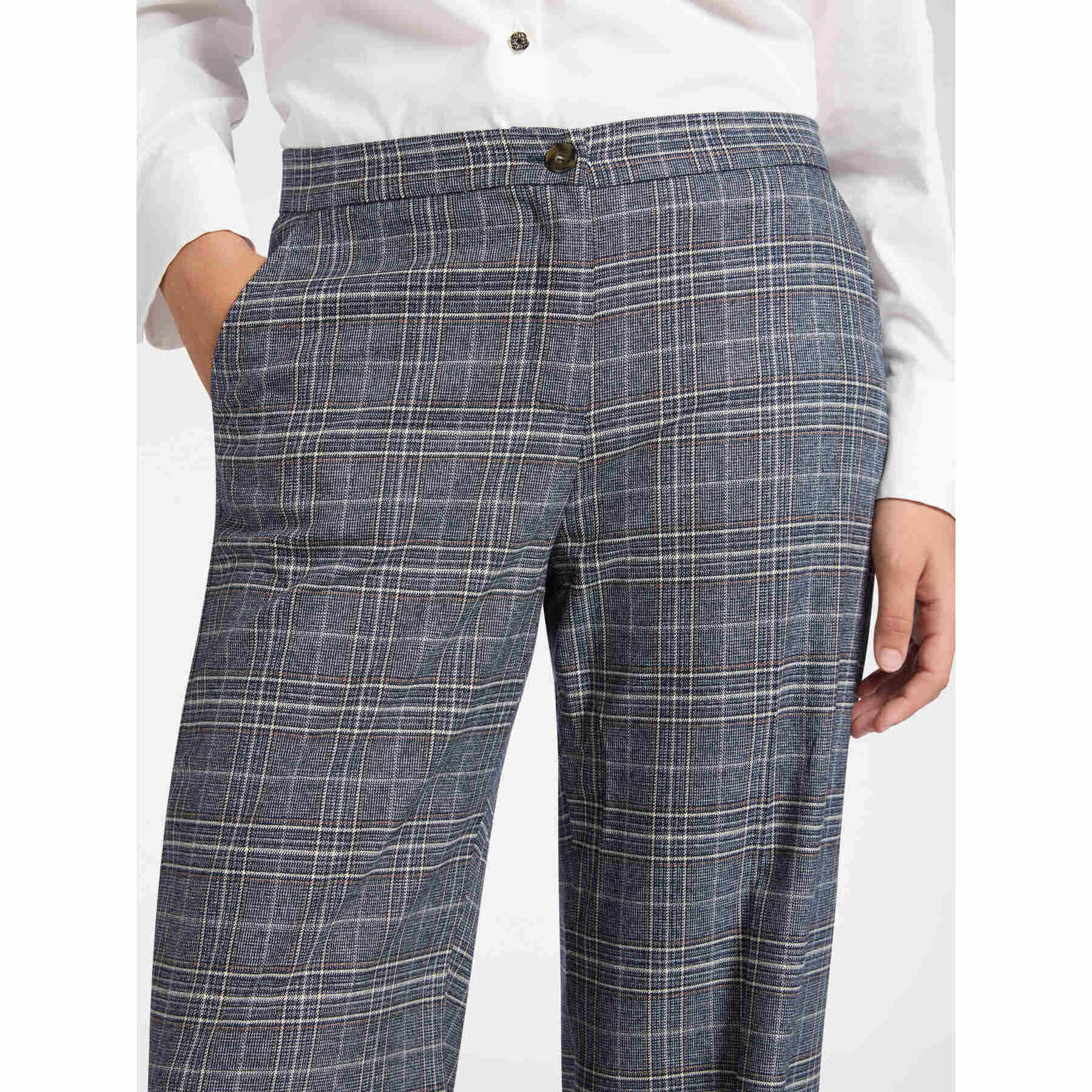 Elena Mirò - Pantalones masculinos de tela con diseño - Azul