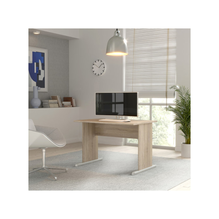 Bureau L. 108 cm décor chêne sonoma avec pieds effet aluminium - MIA