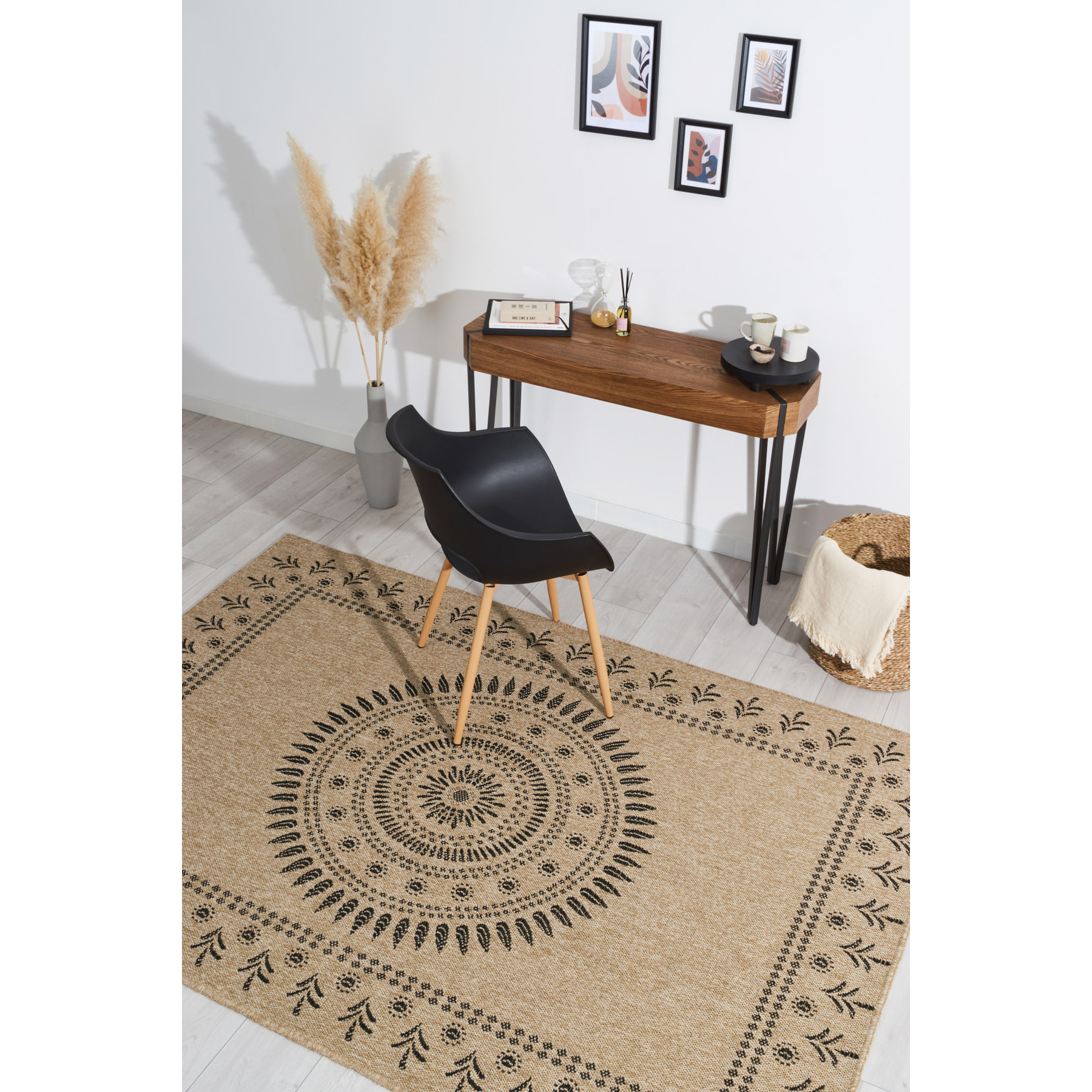 Nature - tapis effet jute noir