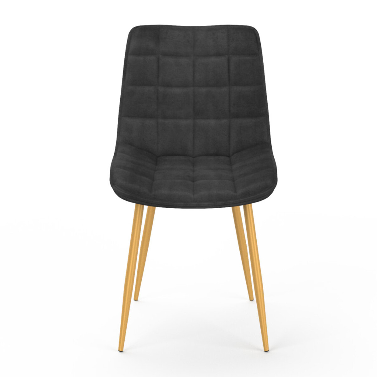 Chaises Melinda en velours gris foncé et pieds dorés - lot de 4