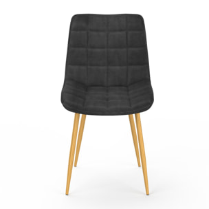 Chaises Melinda en velours gris foncé et pieds dorés - lot de 4