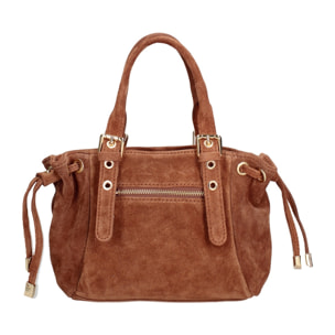 Borsa a mano da donna Made in Italy - Modello Elara Nova - Pelle scamosciata - 14.0 x 8.0 x 25.0 cm