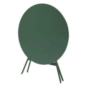 Table de jardin pliante ronde "Greensboro" vert olive 4 places en acier