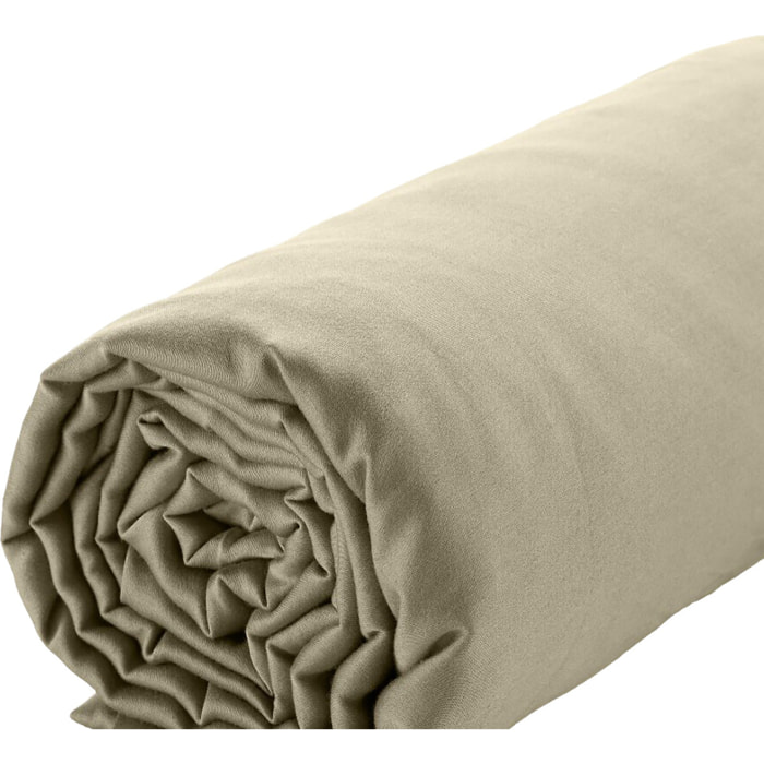 Drap Housse - Bonnet:30cm 100% Satin De Coton lavé 105 Fils Beige
