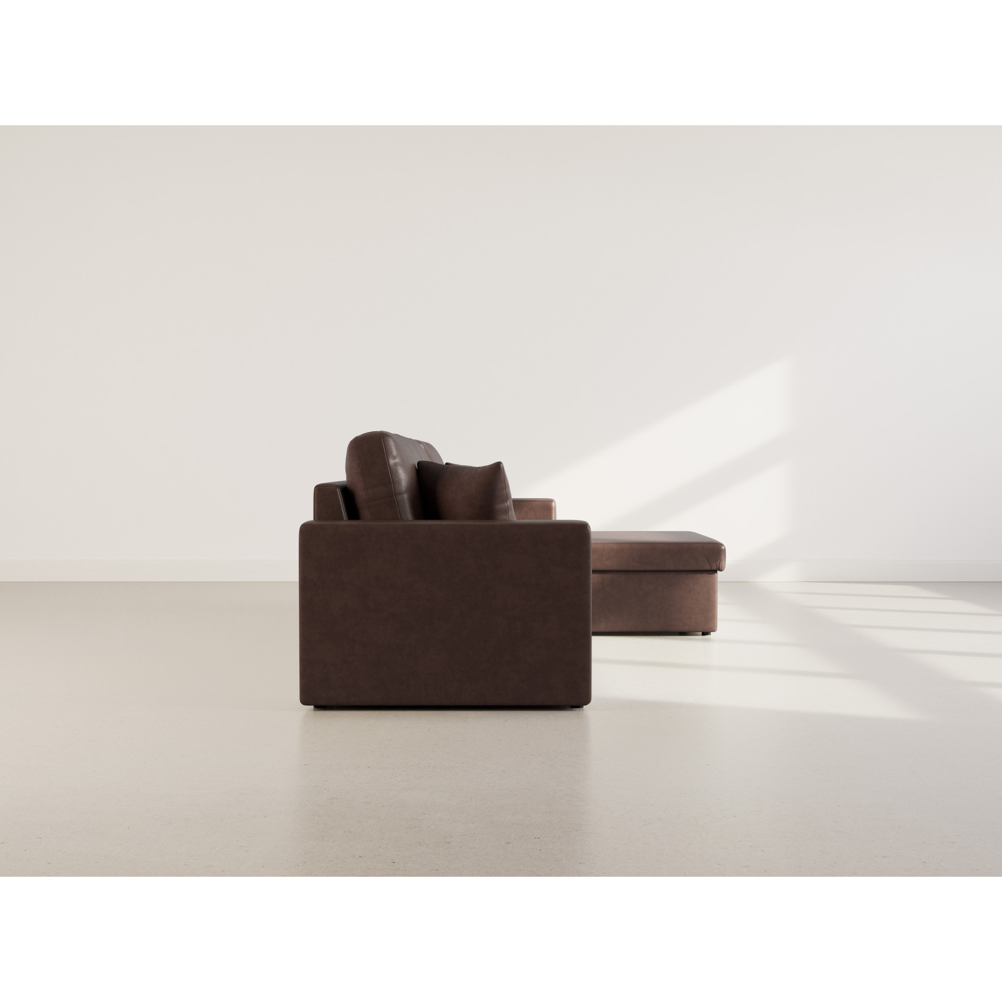 Cyrus - Canapé d'angle réversible 4 places - convertible avec coffre - en simili - Marron