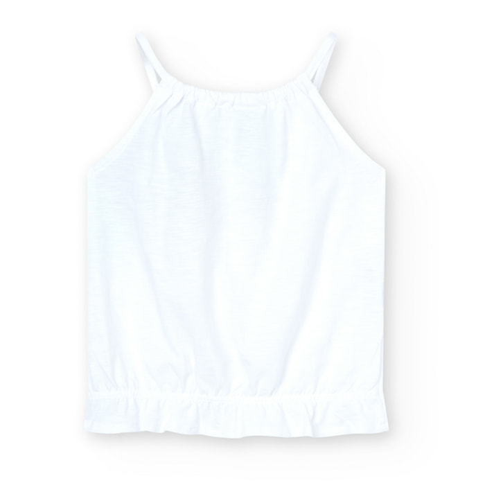Camiseta niña, algodón estampada, tirantes, blanco