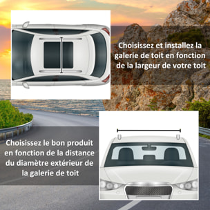 Barres de toit de voiture verrouillables 2 clés fournies dim. 123,5L x 5,5l x 7H cm aluminium noir