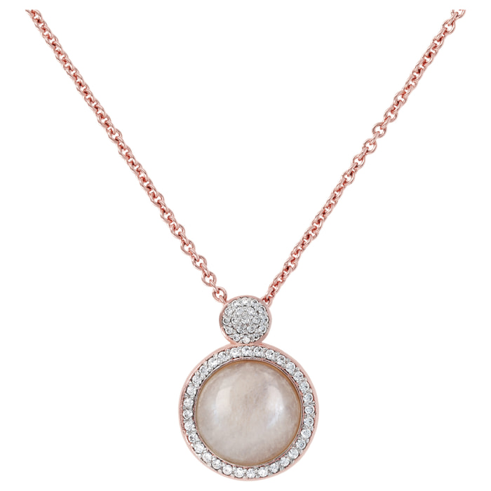 Collana con Pendente in Pietra di Luna Bianca e Pavé in Cubic Zirconia