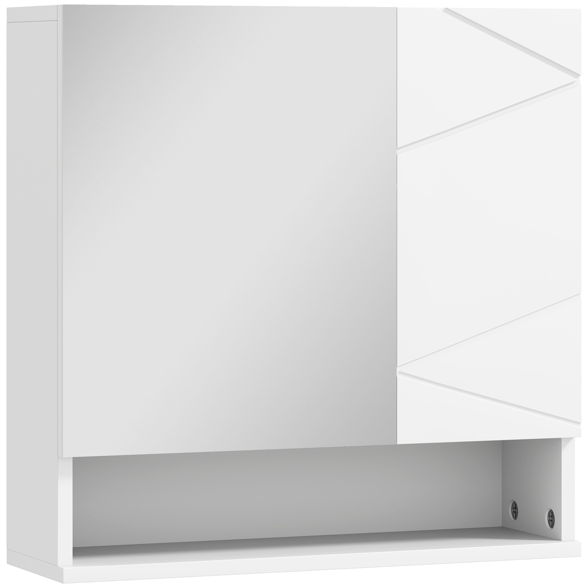 Armoire miroir de salle de bain - 2 portes, 2 étagères, niche - blanc