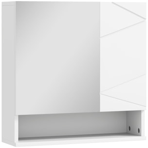 Armoire miroir de salle de bain - 2 portes, 2 étagères, niche - blanc