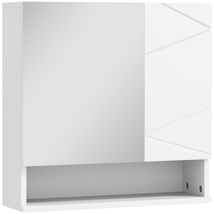 Armoire miroir de salle de bain - 2 portes, 2 étagères, niche - blanc