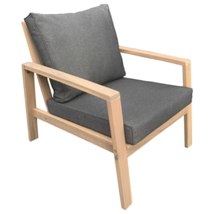 Salon de jardin en acacia 4 places GILI - coussins gris