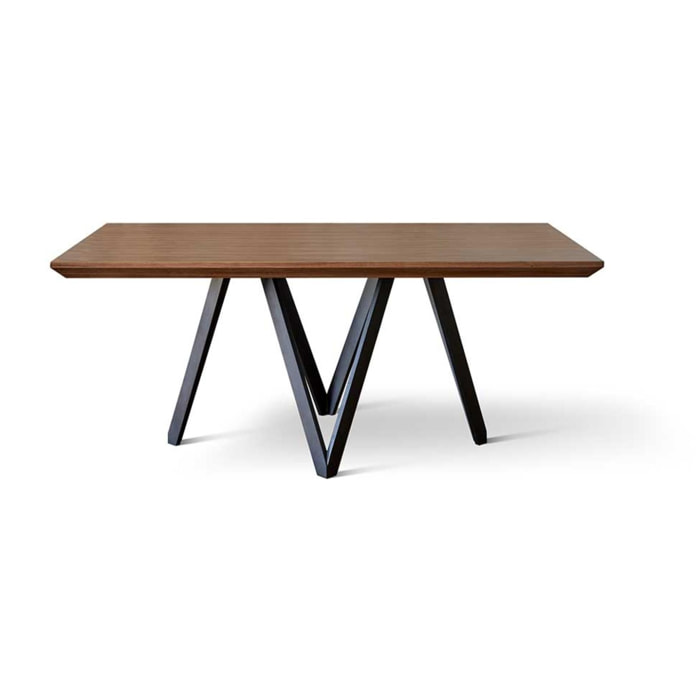 Mesa de comedor fija NAMIBIA - nogal y negro - 180x100x76cm