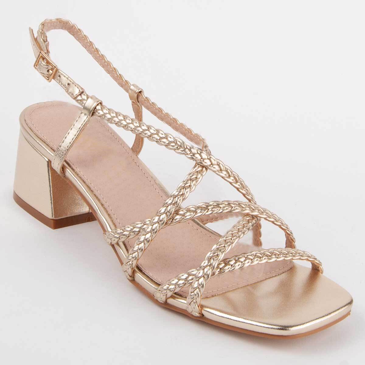Sandalia De Tacón - Dorado - Altura: 5 Cm
