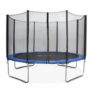 Trampoline rond Ø 370cm bleu avec son filet de protection - Saturne - Trampoline de jardin 370 cm 3m | Qualité PRO. | Normes EU